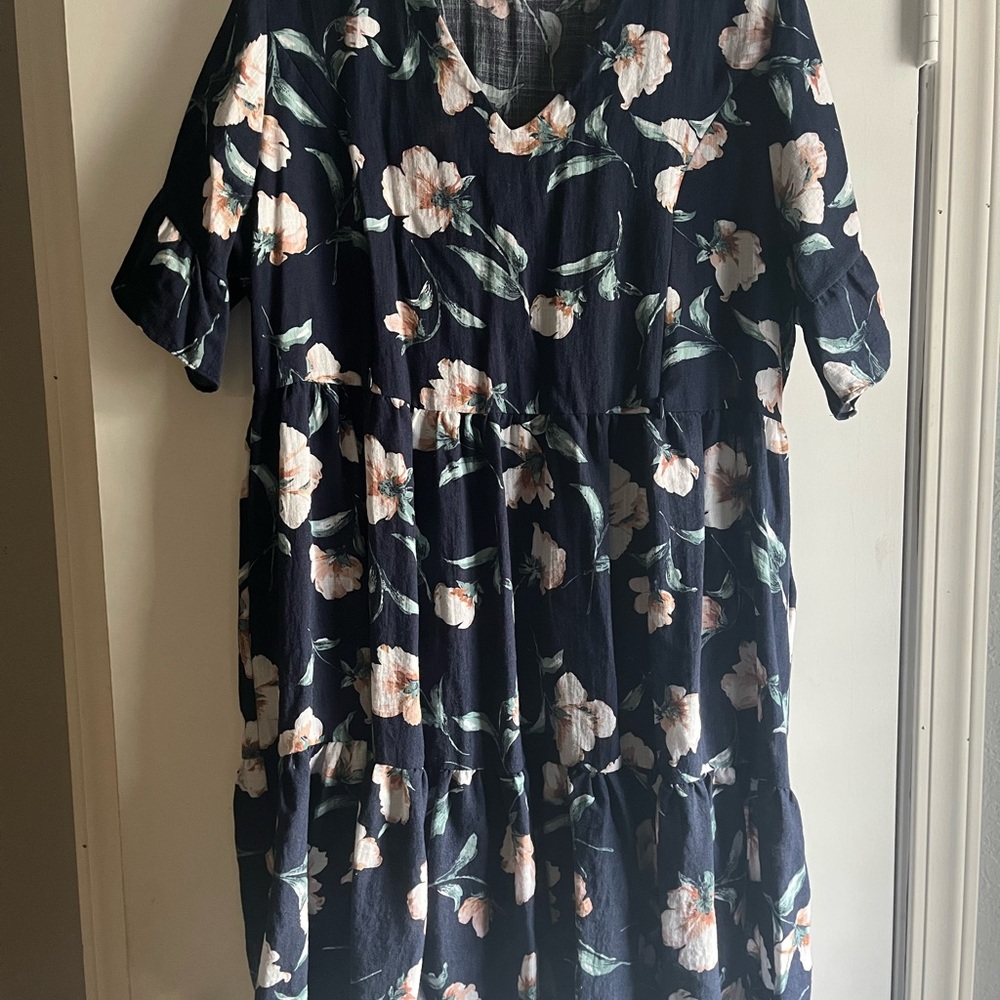 Navy Nursing Queen XL dress with blush and white colored flowers